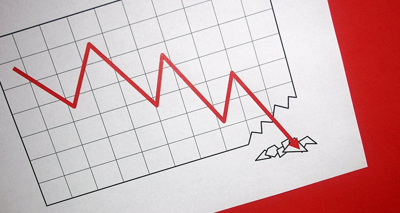 Red line graph going down showing loss © iStock