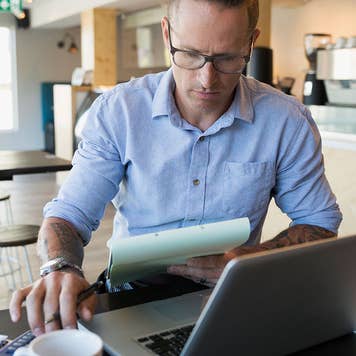 Man at home working
