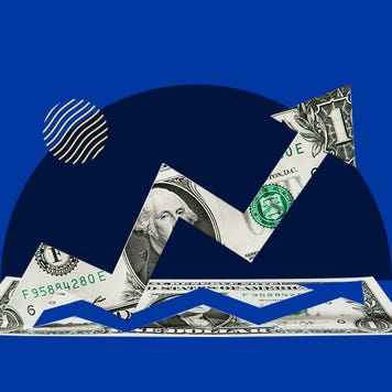 Graph design element with a dollar bill overlay