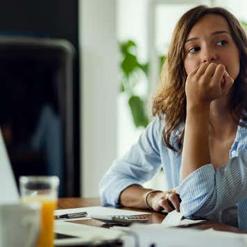 Woman paying bills