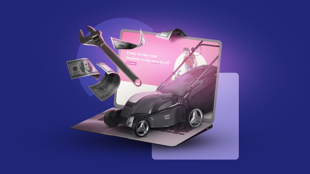 image of lawnmower and cash