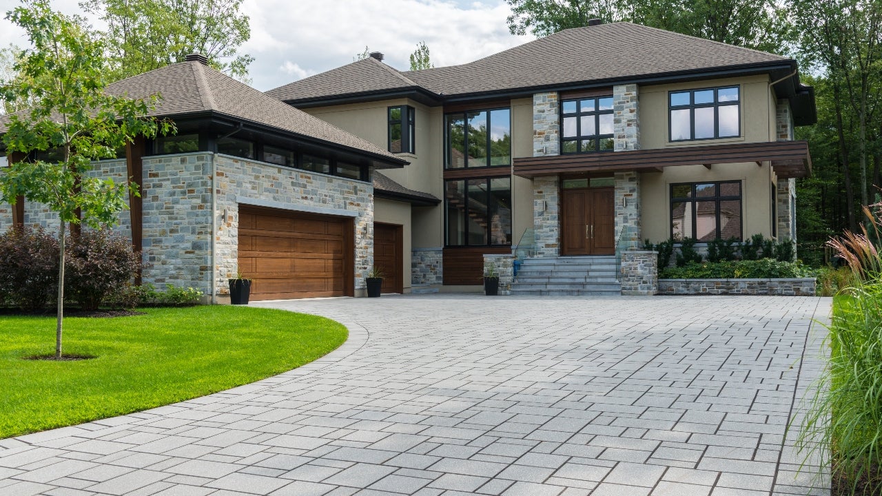 A single-family home with attached garage and driveway