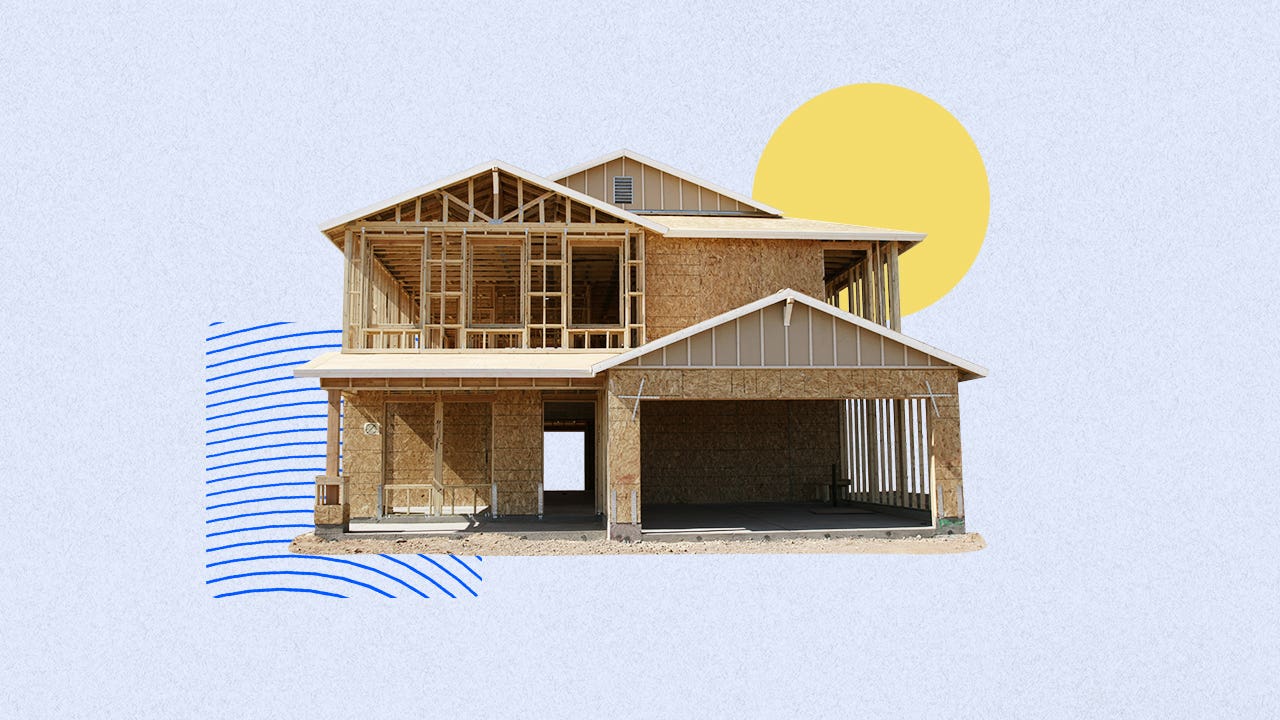 An illustration of a home under construction