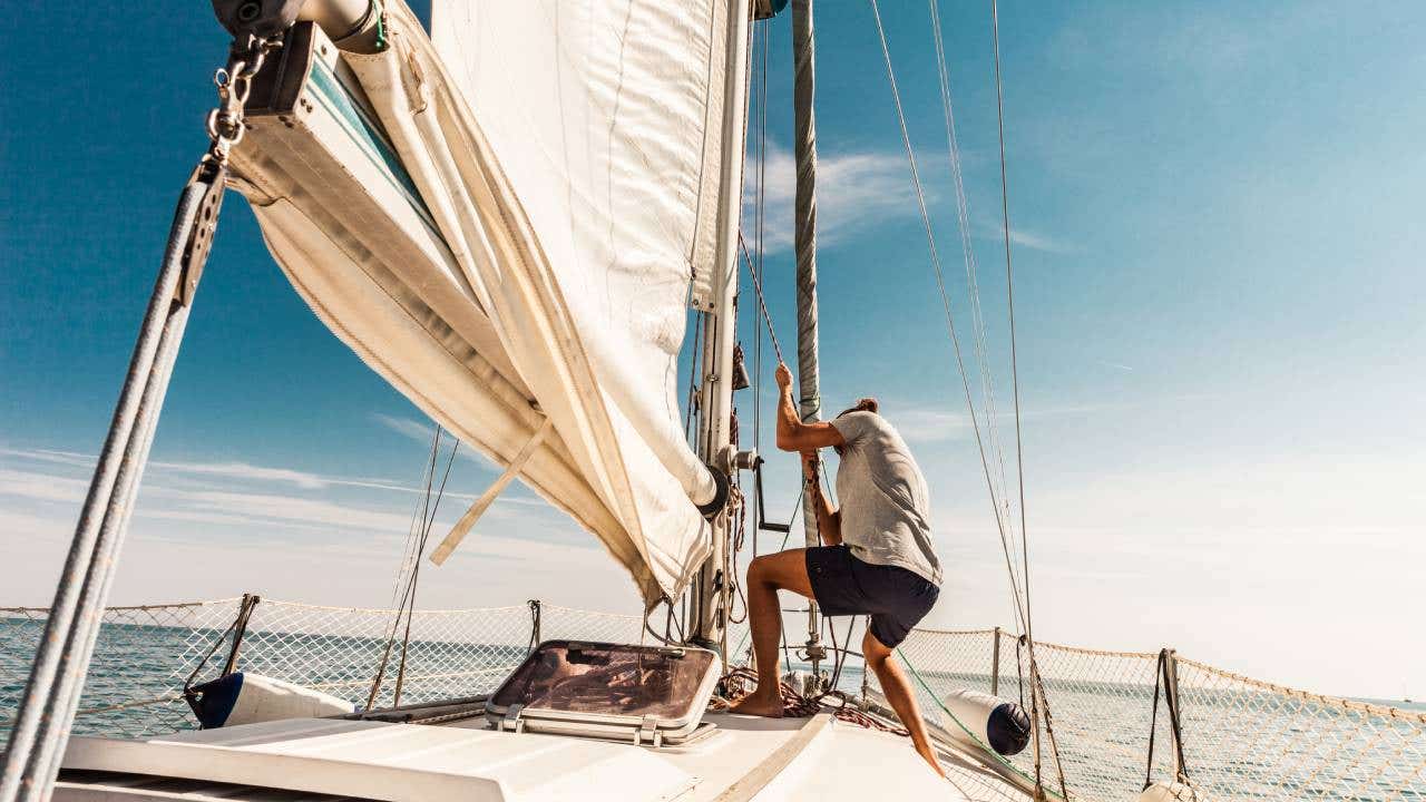 Man sailing on a boat
