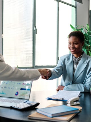 Financial advisor working with clients