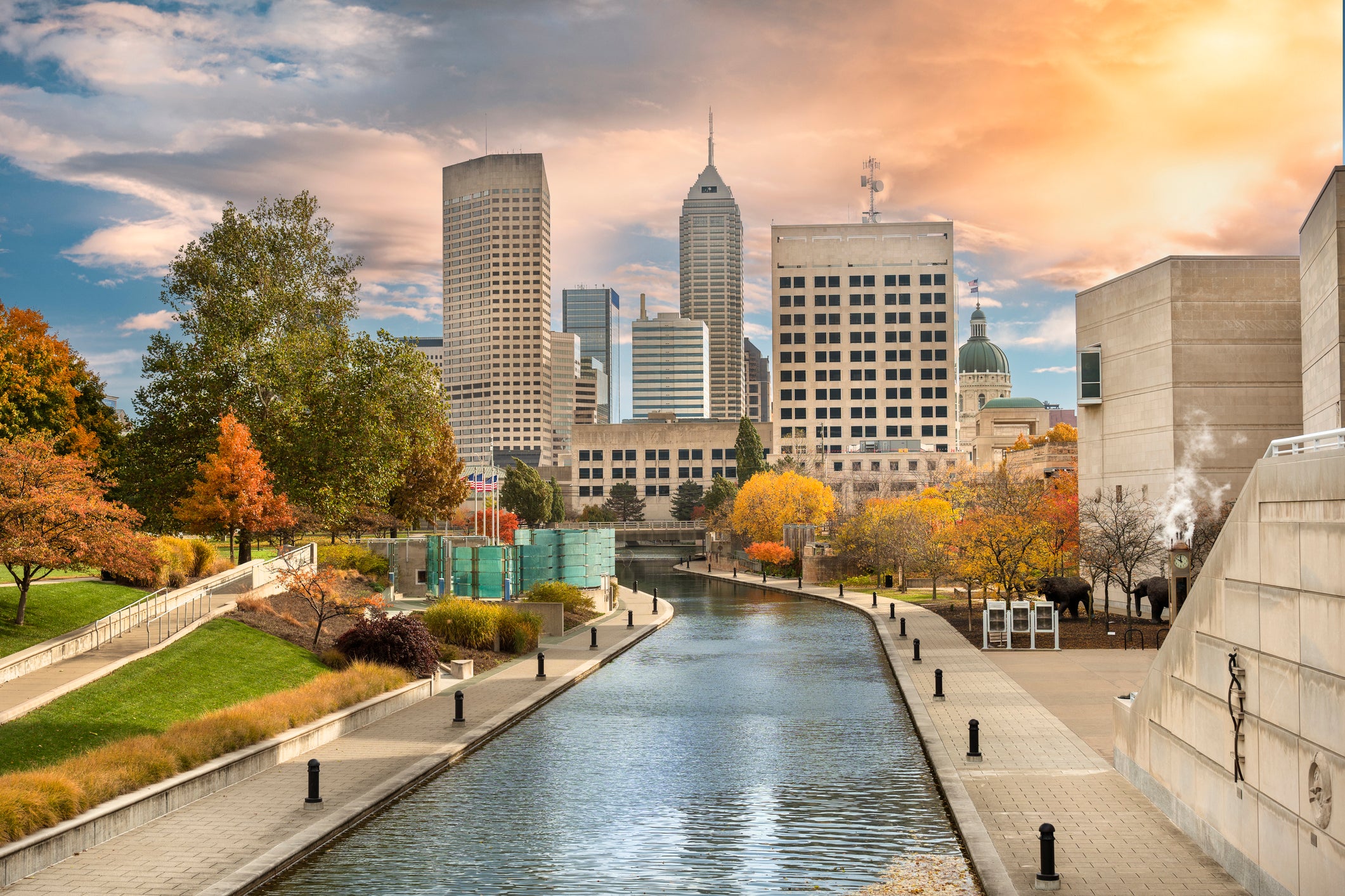 indianapolis housing market - view of skyline and central canal walk
