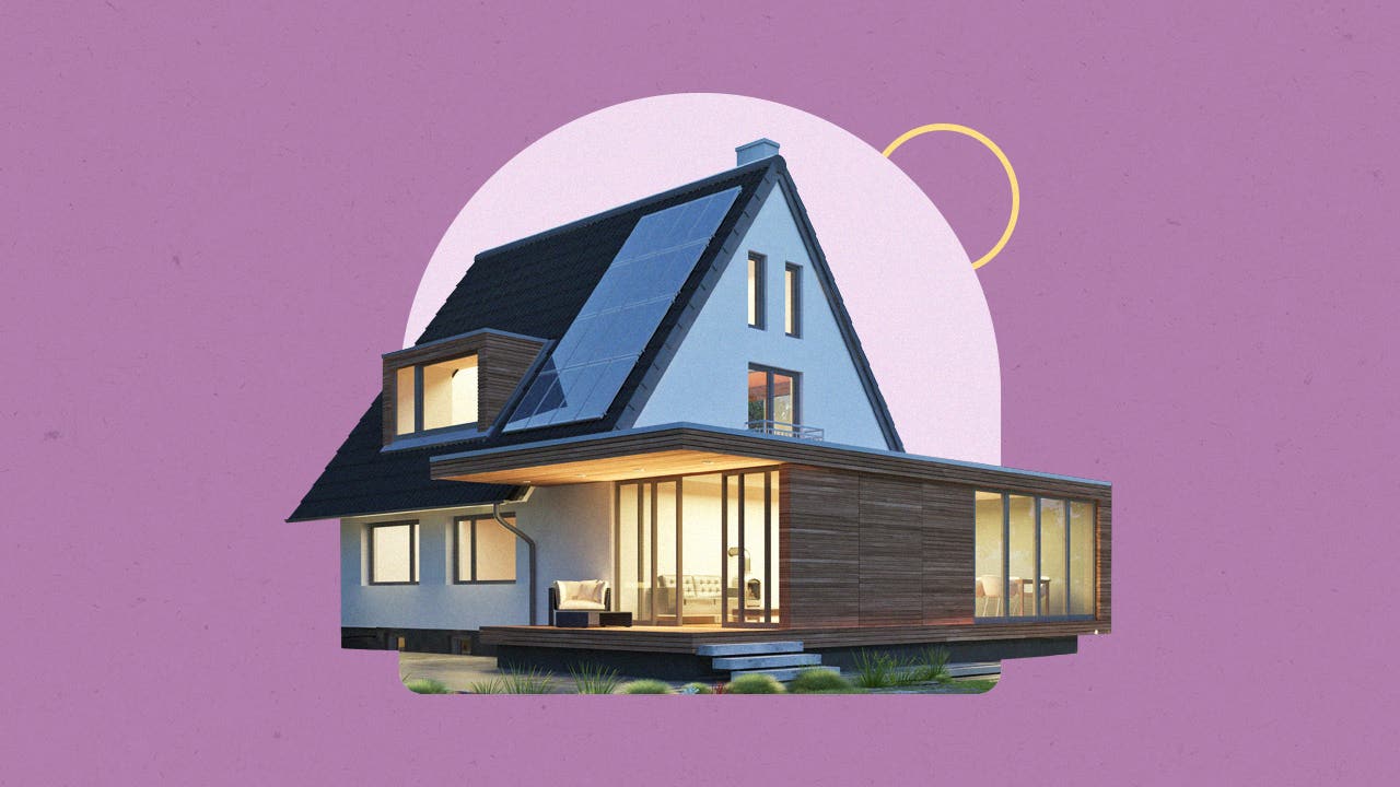 A house on an abstract background.