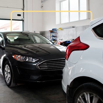Cars in a garage