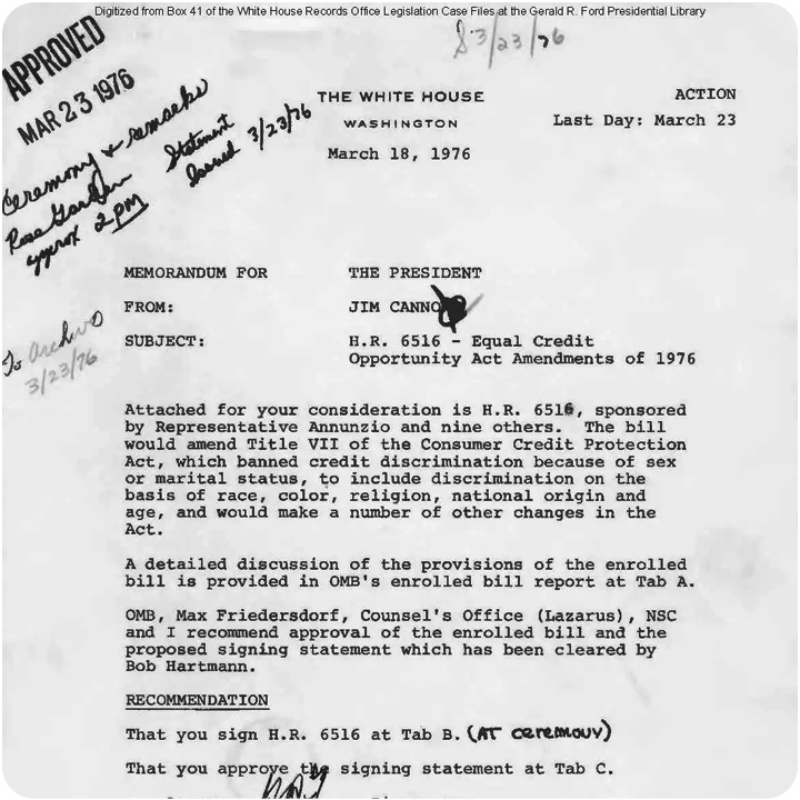 Copy of the cover letter of the Opportunity Act Amendments of 1976