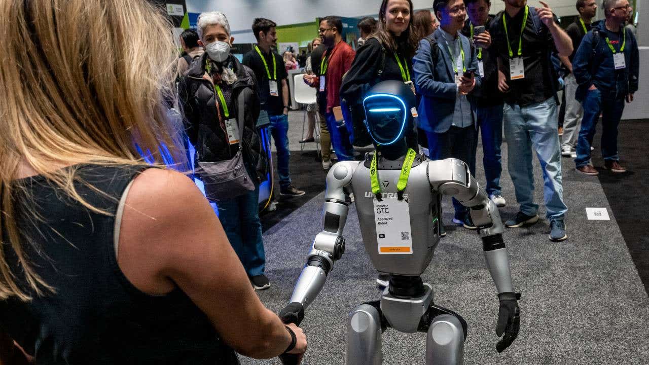 The G1 Humanoid from Unitree Robotics during the Nvidia GPU Technology Conference (GTC) in San Jose, California, US, on Thursday, March 20, 2025. Nvidia Corp., whose products have fueled a flood of artificial intelligence spending, said new types of AI models that produce more complex answers will only increase the need for computing infrastructure.