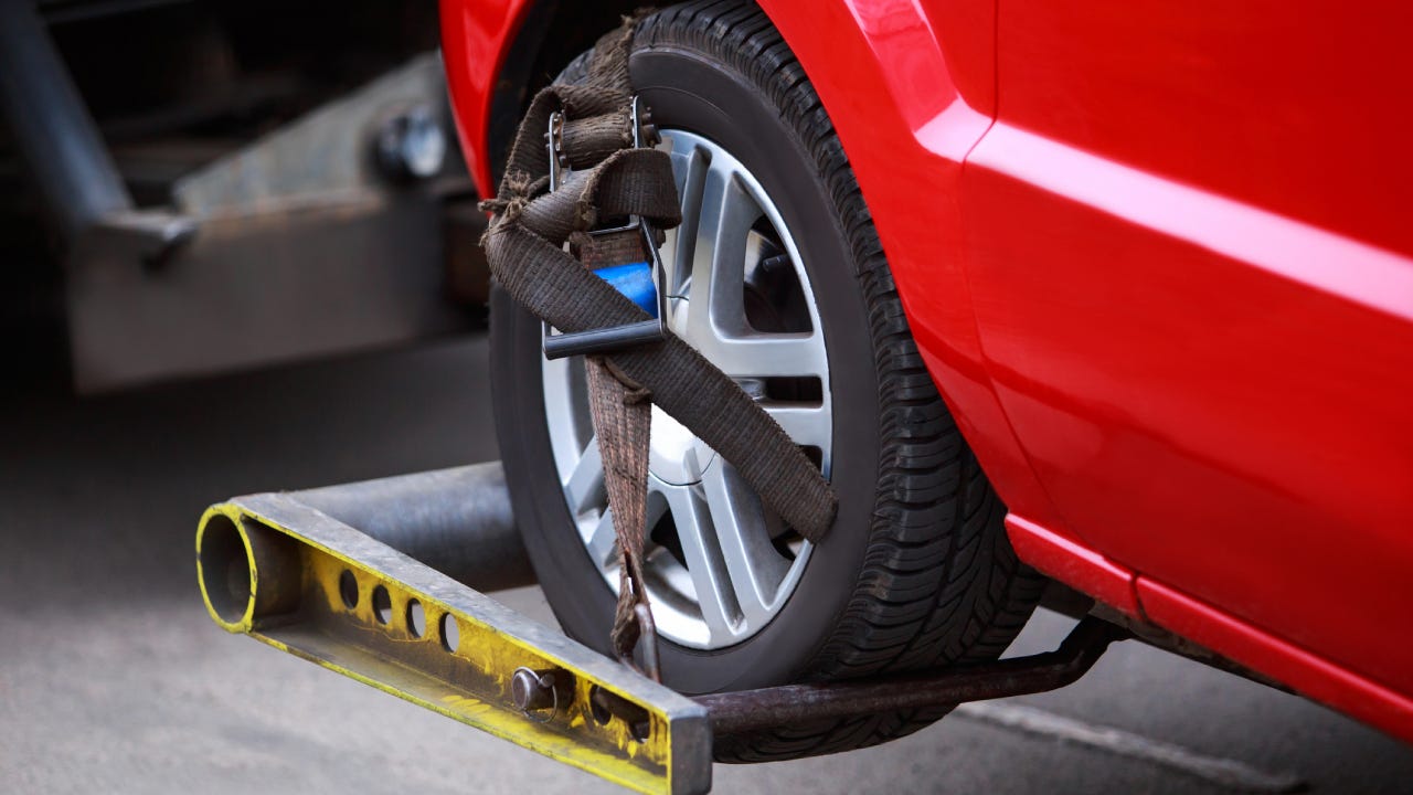 Car being towed