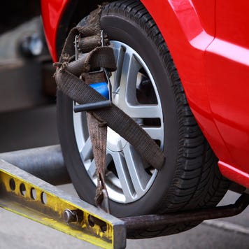 Car being towed