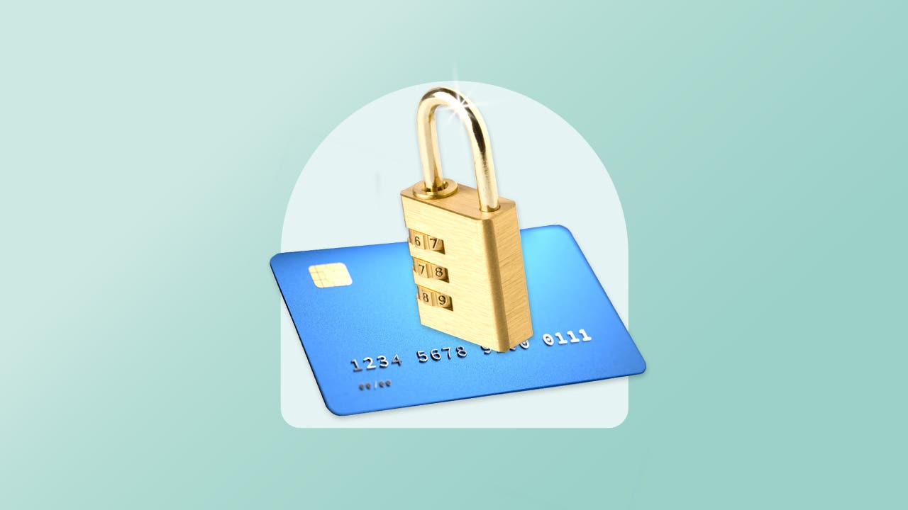 Credit card with lock on top of it