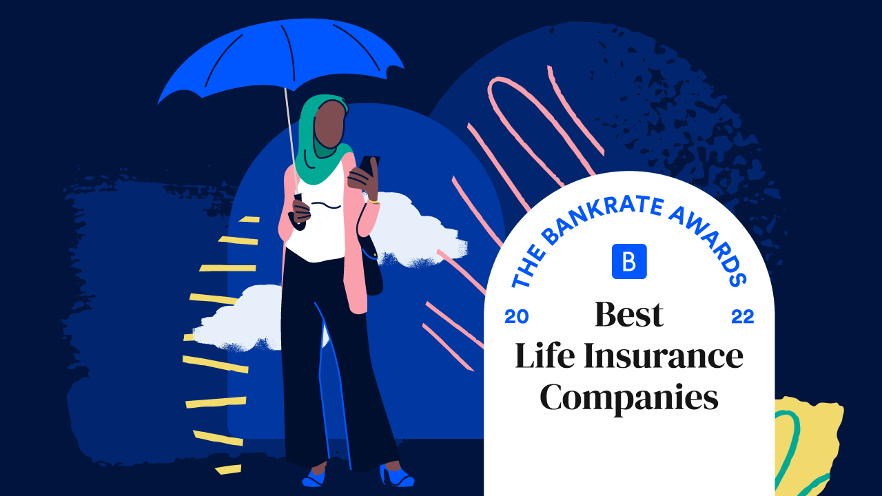 Illustration of woman with umbrella