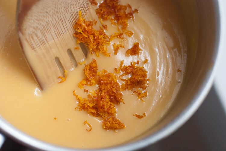 blood orange zest stirring zest into curd