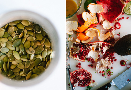 pomegranate, clementines and pepitas