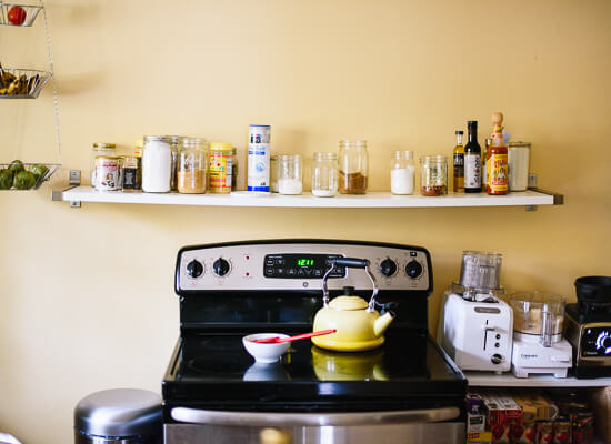 stove with Ikea Ekby Tony / Ekby Bjarnem shelf