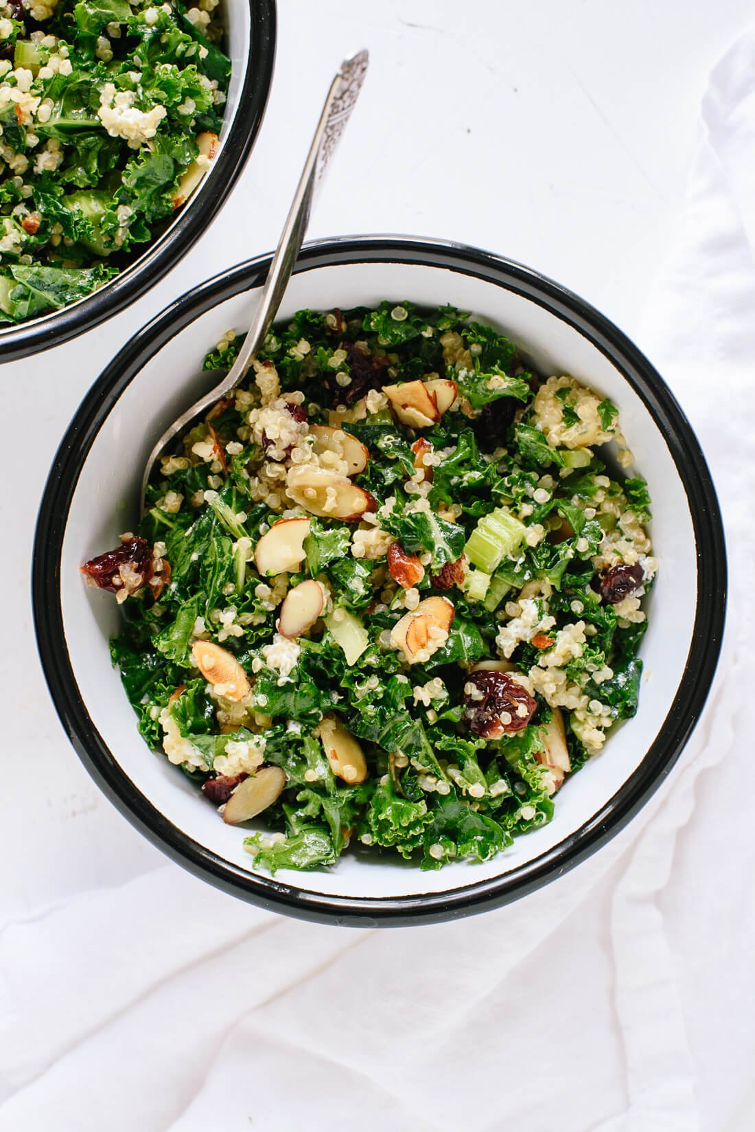 Kale and Quinoa Salad with Crisp Celery, Plumped Cranberries, and Lemon Dressing