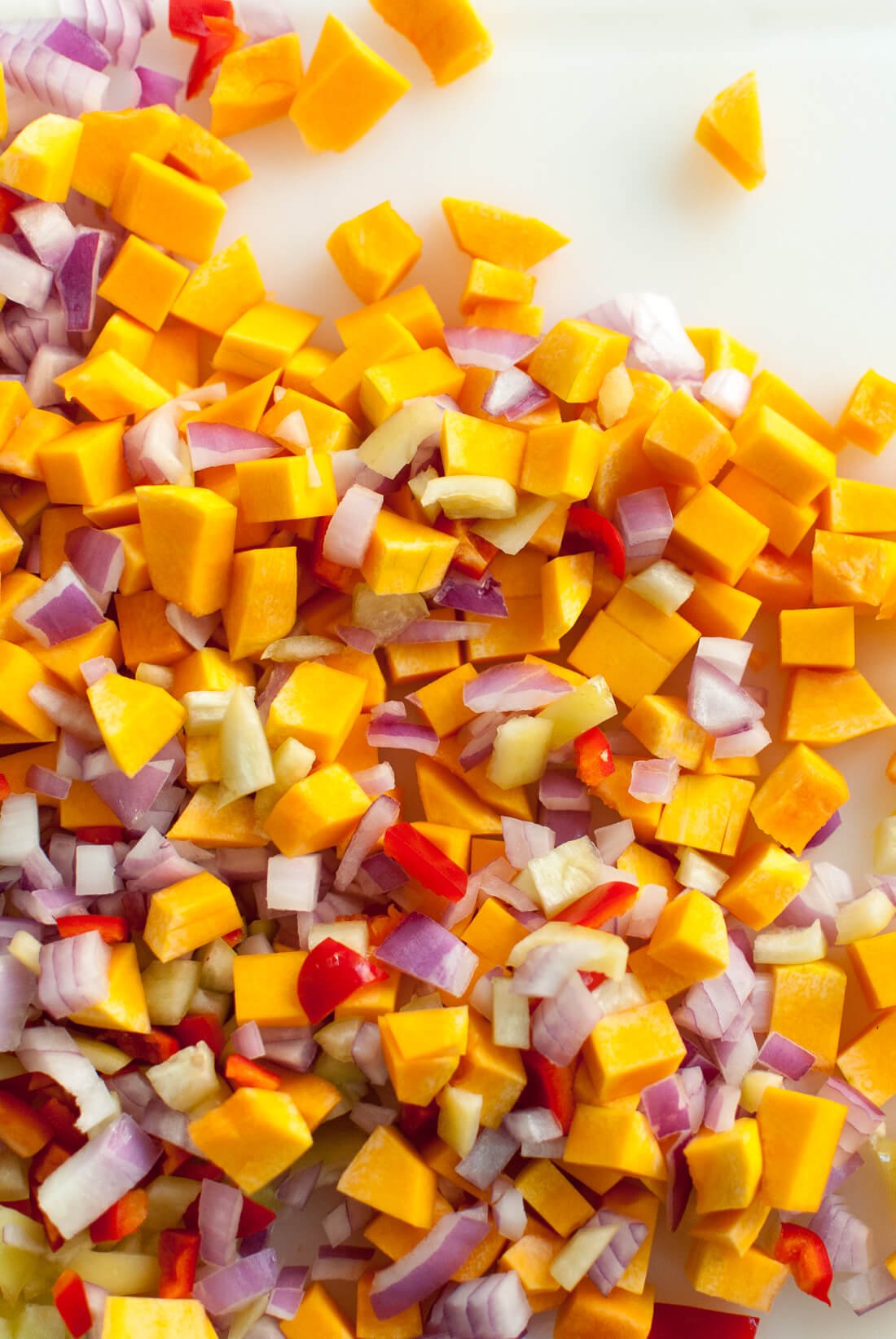 diced butternut squash diced butternut squash, onion and bell pepper
