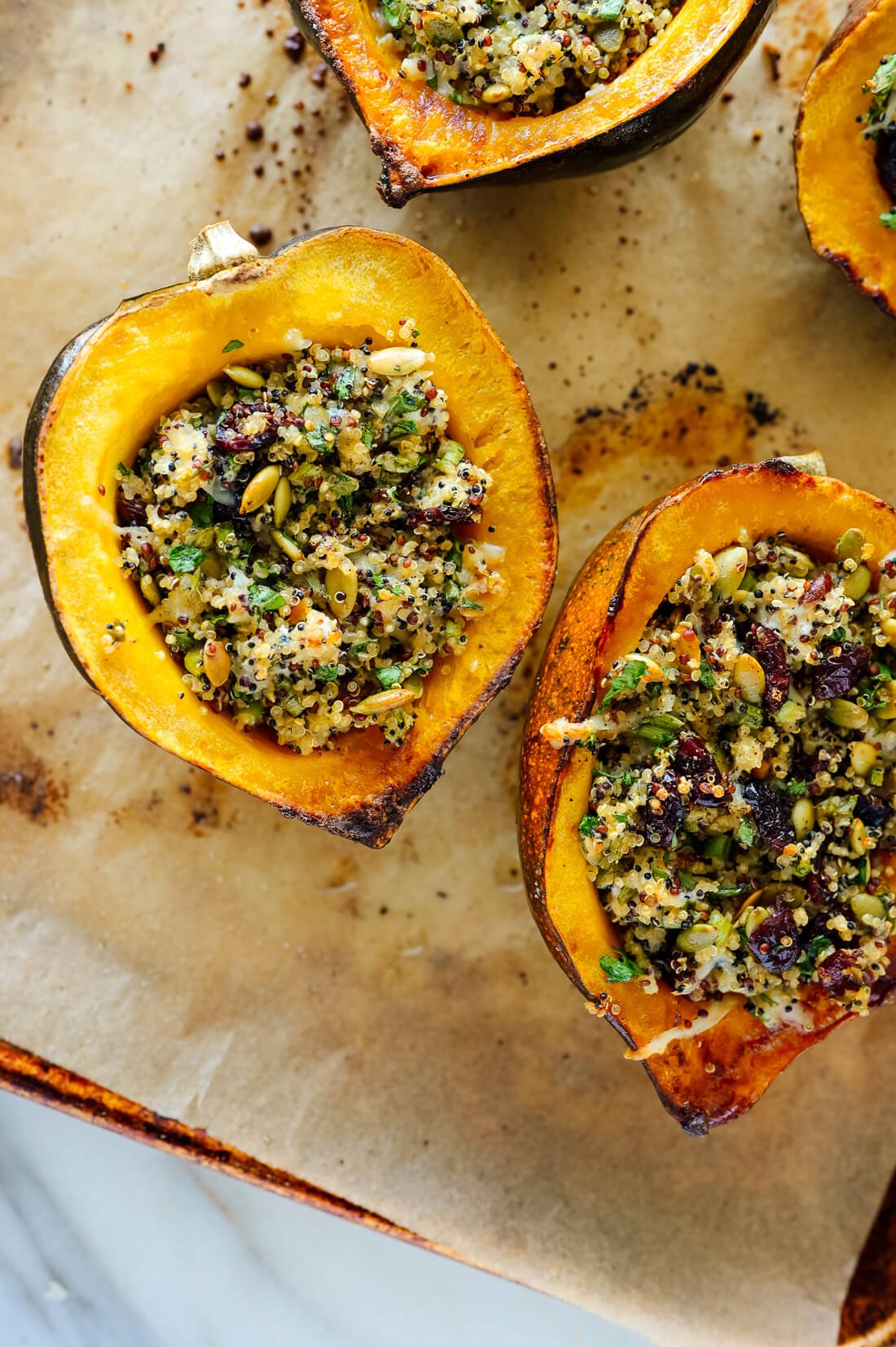 baked quinoa-stuffed acorn squash