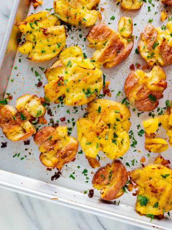 crispy baked smashed potatoes