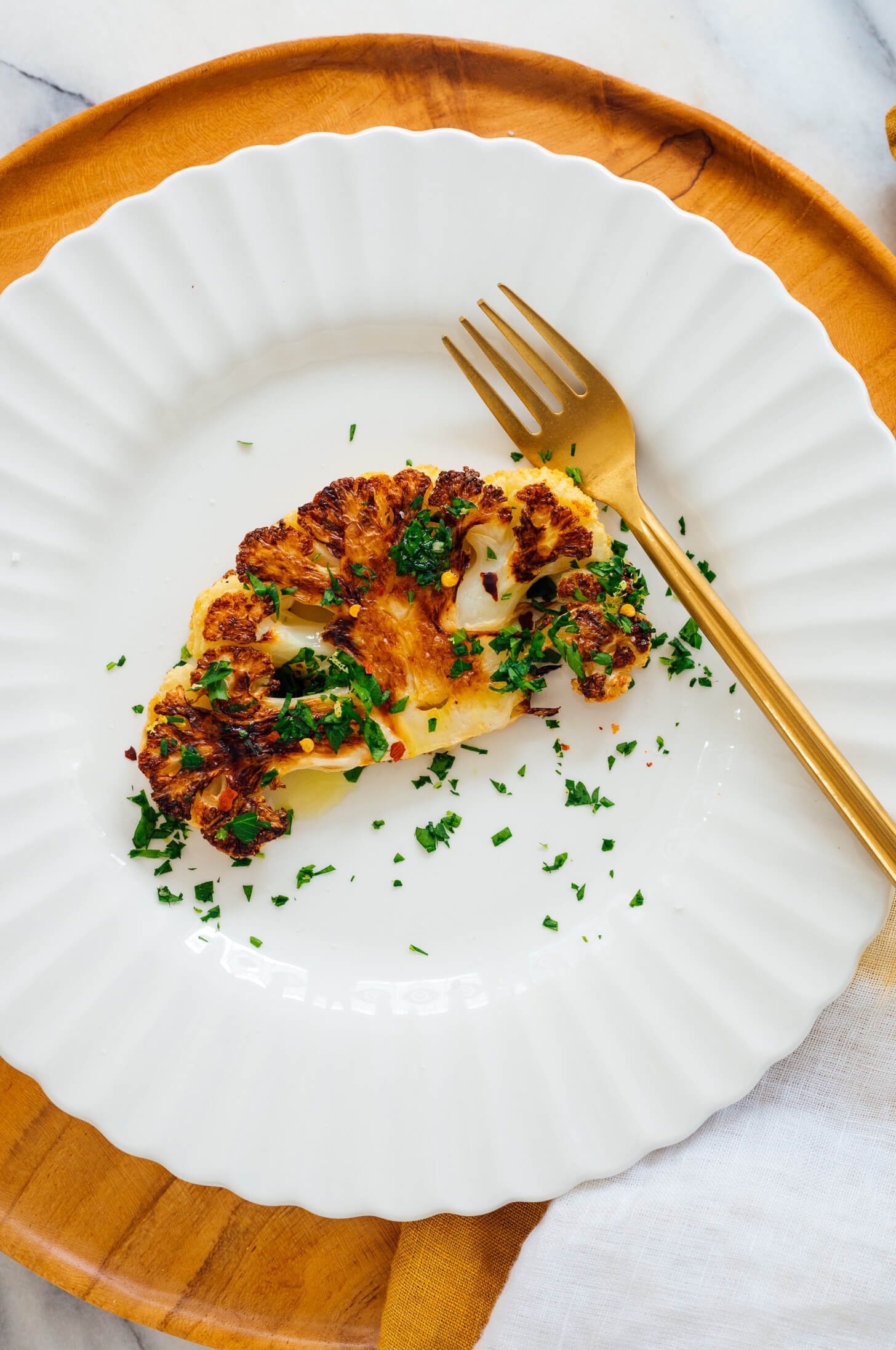 gremolata on cauliflower steak
