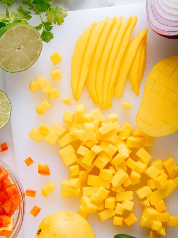 sliced and diced mango