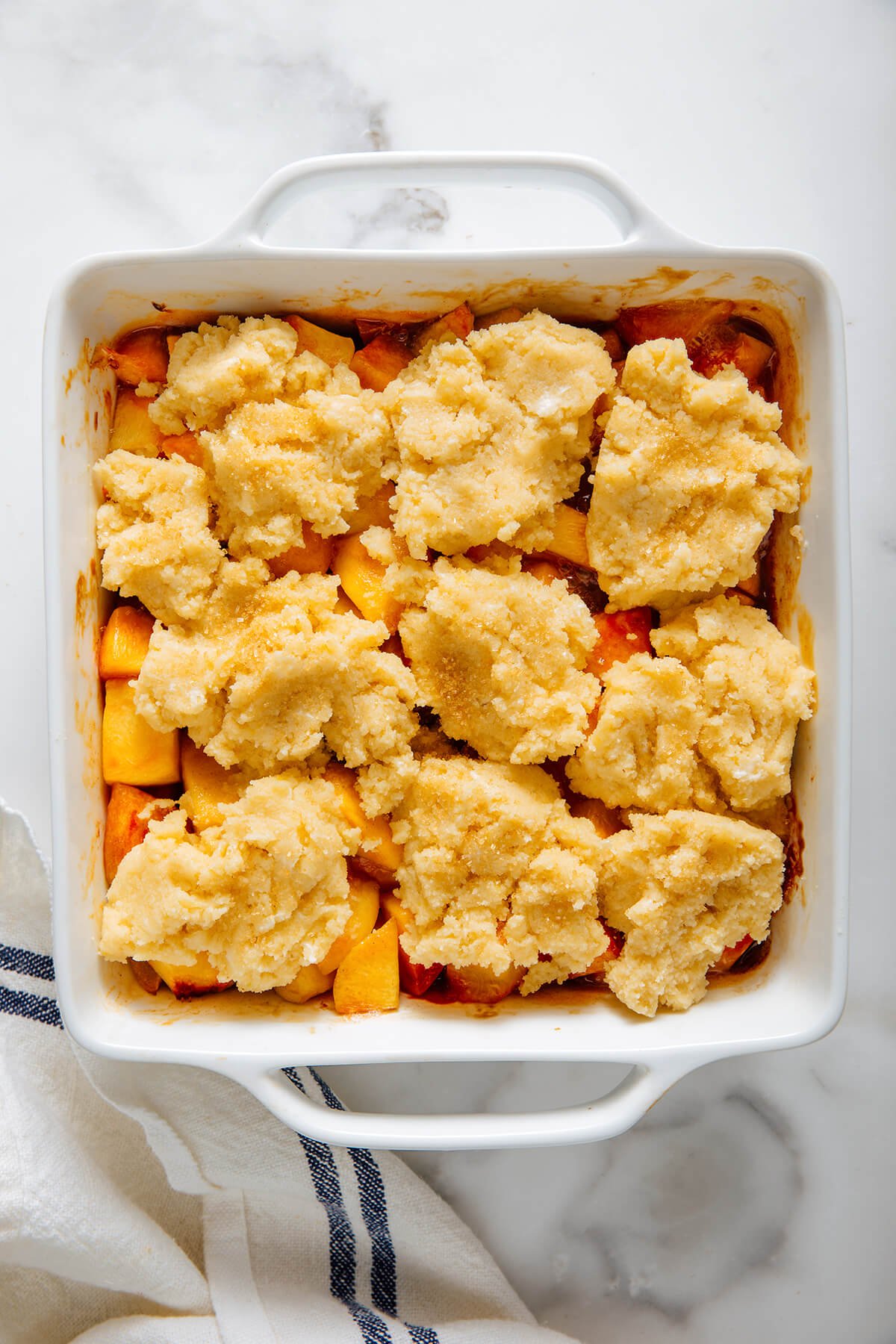 peach cobbler before baking